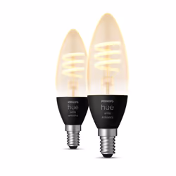 Philips Bougie - Ampoule connectée E14 - (pack de 2), Ampoule intelligente, Noir, Bluetooth/Zigbee, LED, E14, Lumière de jour ...