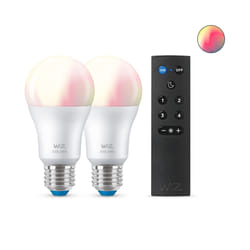 WiZ Ampoule 8 W (éq. 60 W) A60 E27 x2 + télécommande