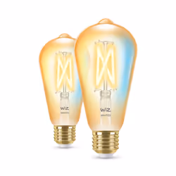 WiZ Ampoule ambre à filament 50 W ST64 E27 x2, Ampoule intelligente, Wi-Fi, Or, LED, E27, Blanc