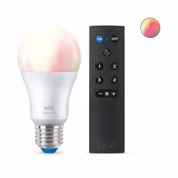 WiZ Ampoule 8 W (éq. 60 W) A60 E27 x1 + télécommande, Ampoule intelligente, Wi-Fi, Blanc, LED, E27, Multicolore