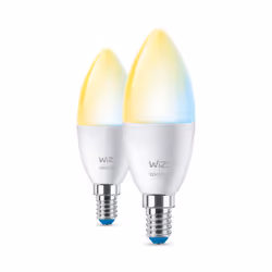 WiZ 2 ampoules flamme 40W C37 E14, Ampoule intelligente, Wi-Fi, Blanc, LED, E14, Multicolore