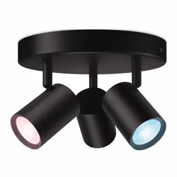WiZ 3 spots orientables IMAGEO Plaque ronde, Spot d'éclairage intelligent, Noir, LED, Ampoule(s) non remplaçable(s), 2200 K,  ...
