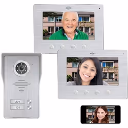 Interphone vidéo IP WiFi ELRO DV477IP2 pour 2 familles avec écran couleur 2x7 pouces et vue en direct
