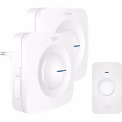 Sonnette de porte sans fil ELRO DB3000 - 2 récepteurs - 64 mélodies - Portée 300m - Blanc