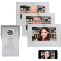 ELRO DV477IP3 Interphone vidéo IP WiFi. 3 familles - avec écran Couleur 3x7 Pouces. Vue en Direct et Communication Via lapplication