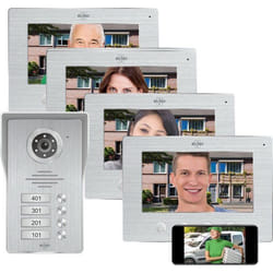 Interphone porte vidéo IP - ELRO - DV4000IP4 - 4 appartements - Caméra Full HD 1080P - Vision nocturne couleur