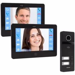 ELRO PRO PV40 Portier vidéo Full HD pour 2 familles avec 2 écrans couleur - Avec messagerie vocale - 13 sonneries - Design mo ...