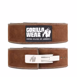 Ceinture de force en cuir 4 pouces avec levier - GORILLA WEAR - Marron - Musculation - Haltérophilie