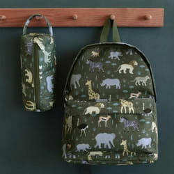 Sac à dos - Petit cartable savane - Vert - 100% polyester - Maternelle - 21 x 26 x 10 cm