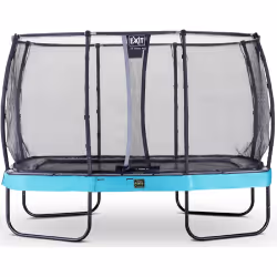 EXIT Trampoline Elegant Premium de 214x366cm avec filet de sécurité Deluxe - bleu, Trampoline suspendu, Rectangulaire, 120 kg ...
