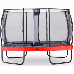 EXIT Trampoline Elegant Premium de 244x427cm avec filet de sécurité Deluxe - rouge, Trampoline suspendu, Rectangulaire, 120 k ...
