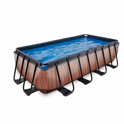 EXIT Piscine Wood 400x200cm avec pompe de filtration à sable - marron