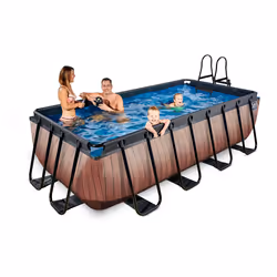 EXIT Piscine Wood 400x200cm avec pompe de filtration à sable - marron - Vue supplémentaire 5