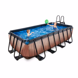 EXIT Piscine Wood 400x200cm avec pompe de filtration à sable - marron - Vue supplémentaire 6