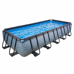 EXIT Piscine Stone 540x250cm avec pompe de filtration à sable - grise