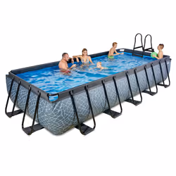EXIT Piscine Stone 540x250cm avec pompe de filtration à sable - grise - Vue supplémentaire 6