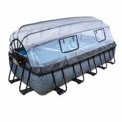 EXIT Piscine couverte Stone 540x250cm avec pompe de filtration à sable - grise, 12600 L, Piscine hors sol, Adultes et enfants ...