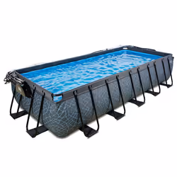 EXIT Piscine couverte Stone 540x250cm avec pompe de filtration à sable - grise