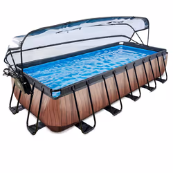 EXIT Piscine couverte Wood 540x250cm avec pompe de filtration à sable - marron