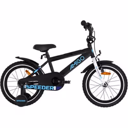 Vélo enfant - AMIGO - Speeder - 16 pouces - Frein à rétropédalage - Noir/Bleu