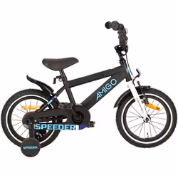 Vélo enfant - AMIGO - Speeder - 14 pouces - Frein à rétropédalage - Noir/Bleu