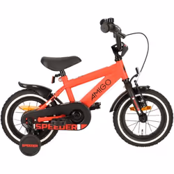 Vélo enfant - AMIGO - Speeder 12 Pouces - Frein à rétropédalage - Cadre en acier - Rouge/Noir