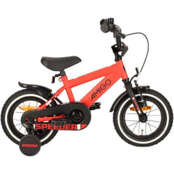 Vélo enfant - AMIGO - Speeder 12 Pouces - Frein à rétropédalage - Cadre en acier - Rouge/Noir