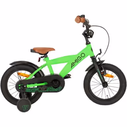 Vélo enfant - AMIGO - Explorer - 14 pouces - Frein à rétropédalage - Vert/Noir