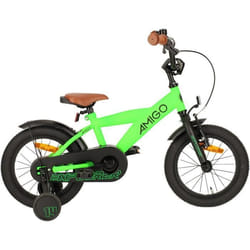 Vélo enfant - AMIGO - Explorer - 14 pouces - Frein à rétropédalage - Vert/Noir