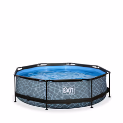 EXIT Piscine couverte Stone ø300x76cm avec pompe filtrante - grise