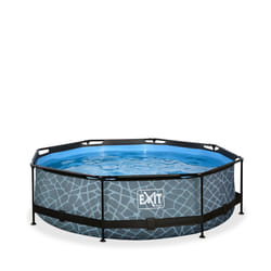 EXIT Piscine couverte Stone ø300x76cm avec pompe filtrante - grise