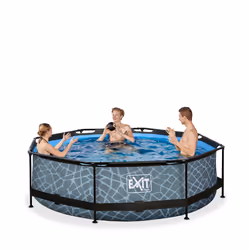 EXIT Piscine couverte Stone ø300x76cm avec pompe filtrante - grise