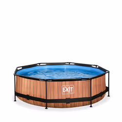 EXIT Piscine couverte Wood ø300x76cm avec pompe filtrante - marron