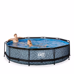 EXIT Piscine couverte Stone ø360x76cm avec pompe filtrante - grise - Vue supplémentaire 4