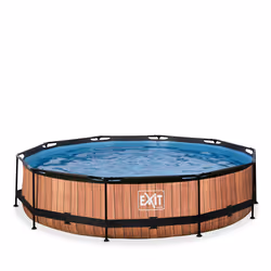 EXIT Piscine couverte Wood ø360x76cm avec pompe filtrante - marron