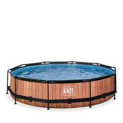 EXIT Piscine couverte Wood ø360x76cm avec pompe filtrante - marron