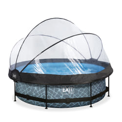 EXIT Piscine couverte Stone ø300x76cm avec pompe filtrante - grise