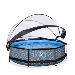 EXIT Piscine couverte Stone ø300x76cm avec pompe filtrante - grise