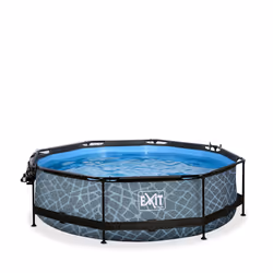 EXIT Piscine couverte Stone ø300x76cm avec pompe filtrante - grise