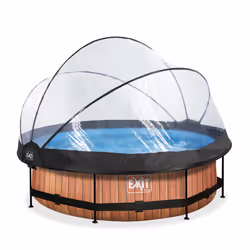 EXIT Piscine couverte Wood ø300x76cm avec pompe filtrante - marron
