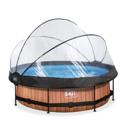 EXIT Piscine couverte Wood ø300x76cm avec pompe filtrante - marron