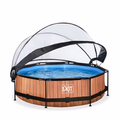 EXIT Piscine couverte Wood ø300x76cm avec pompe filtrante - marron