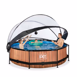 EXIT Piscine couverte Wood ø300x76cm avec pompe filtrante - marron - Vue supplémentaire 6