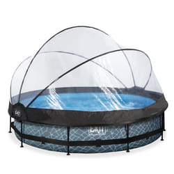 EXIT Piscine couverte Stone ø360x76cm avec pompe filtrante - grise