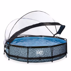 EXIT Piscine couverte Stone ø360x76cm avec pompe filtrante - grise