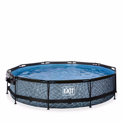 EXIT Piscine couverte Stone ø360x76cm avec pompe filtrante - grise