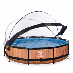 EXIT Piscine Wood ø360x76cm avec pompe filtrante - marron