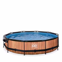 EXIT Piscine Wood ø360x76cm avec pompe filtrante - marron