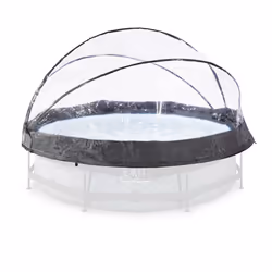 EXIT Couverture de piscine ø300cm, Abri de piscine, Piscine hors-sol, Rond, Transparent, Fibre de verre, PVC, Acier, Fibre de ...