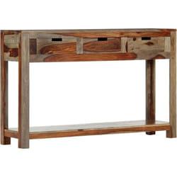 Table de console avec 3 tiroirs 120x30x75 cm en bois massif avec design élégant